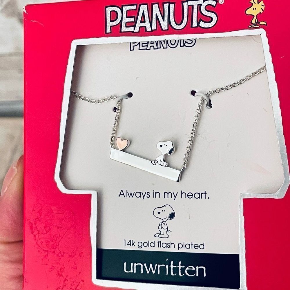 NWT Peanuts 14K Gold-Flash Plated Two-Tone Always In My Heart Pendant Necklace